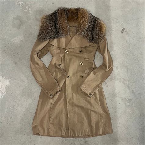 miu miu fur collar|Miu Miu Canvas Trench with Fox Fur Collar – Guzzi .